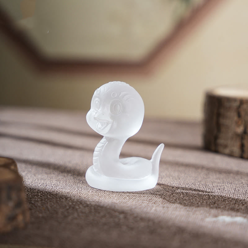 3,2" rosa Liuli-Glasschlangenfigur für spirituellen Schutz