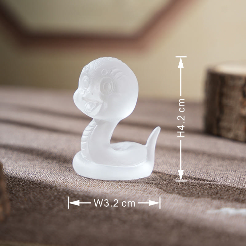 3,2" rosa Liuli-Glasschlangenfigur für spirituellen Schutz