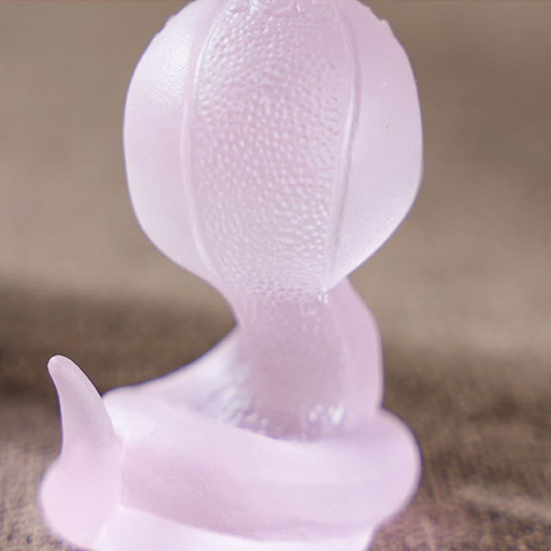 3,2" rosa Liuli-Glasschlangenfigur für spirituellen Schutz