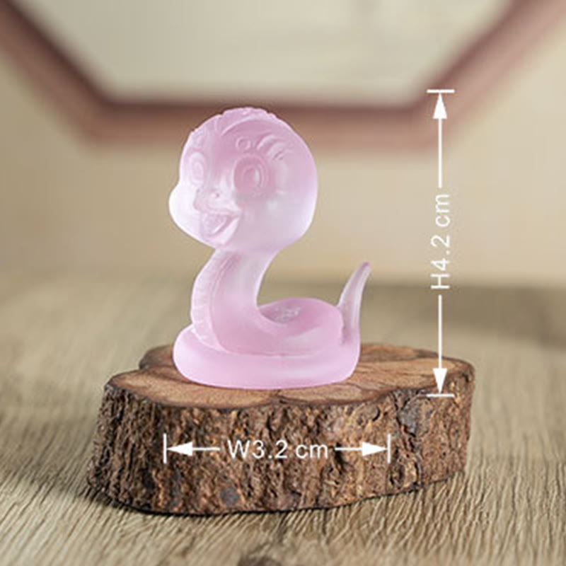 3,2" rosa Liuli-Glasschlangenfigur für spirituellen Schutz