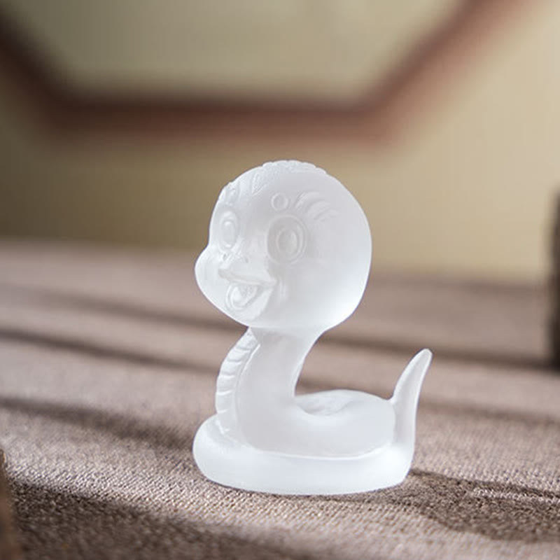 3,2" rosa Liuli-Glasschlangenfigur für spirituellen Schutz