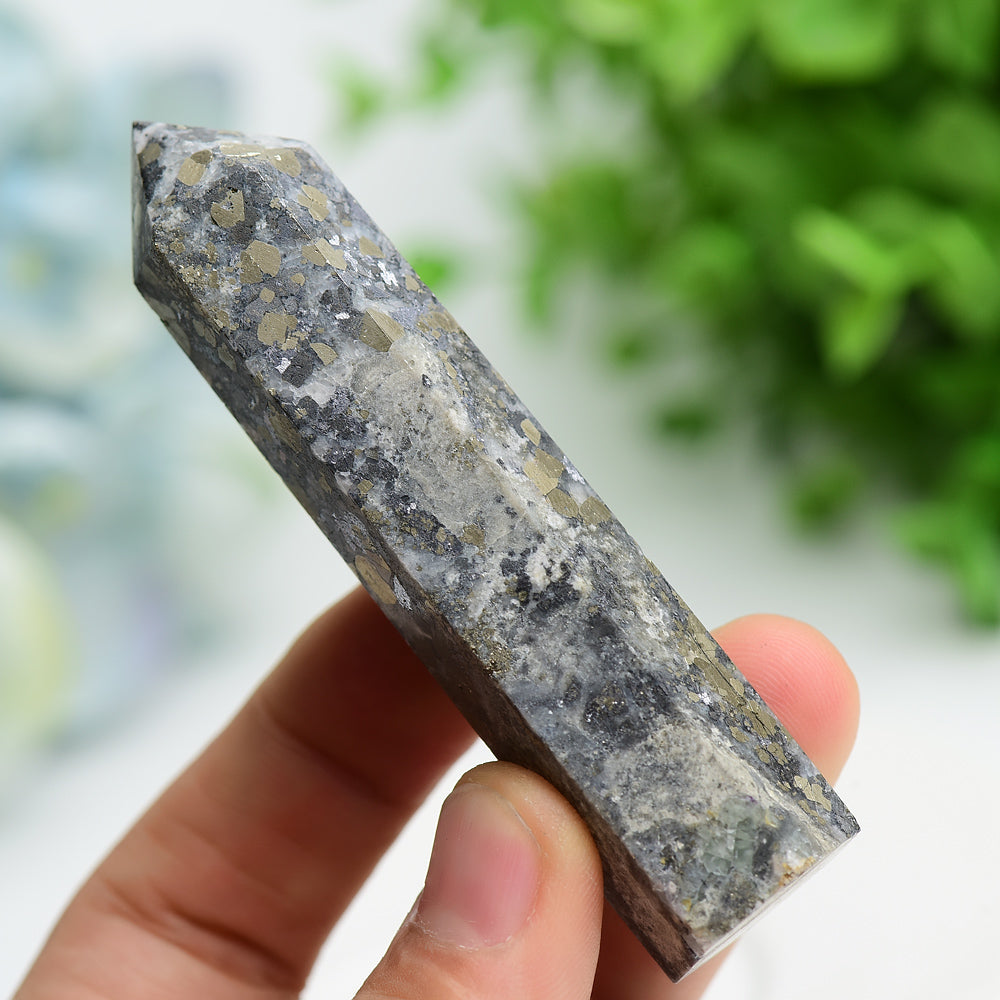 3.3"-4.0" Pyrite in Agate Crystal Points for Healing