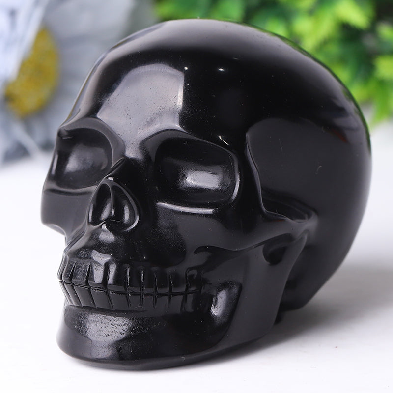 3 to 3.5 Inch Black Obsidian Crystal Skull Carvings for Protection