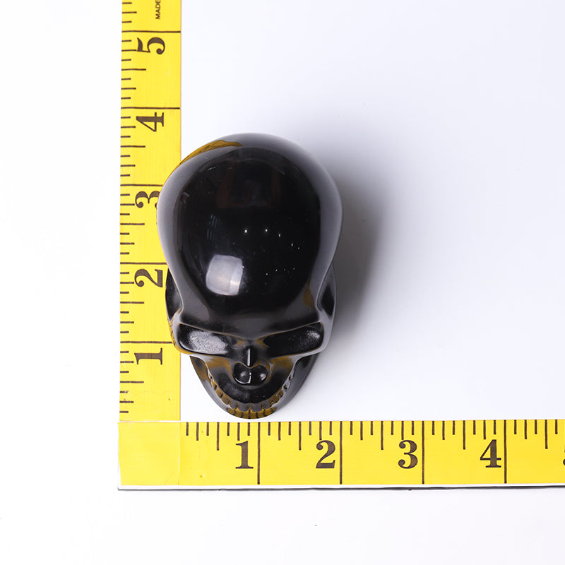 3 to 3.5 Inch Black Obsidian Crystal Skull Carvings for Protection