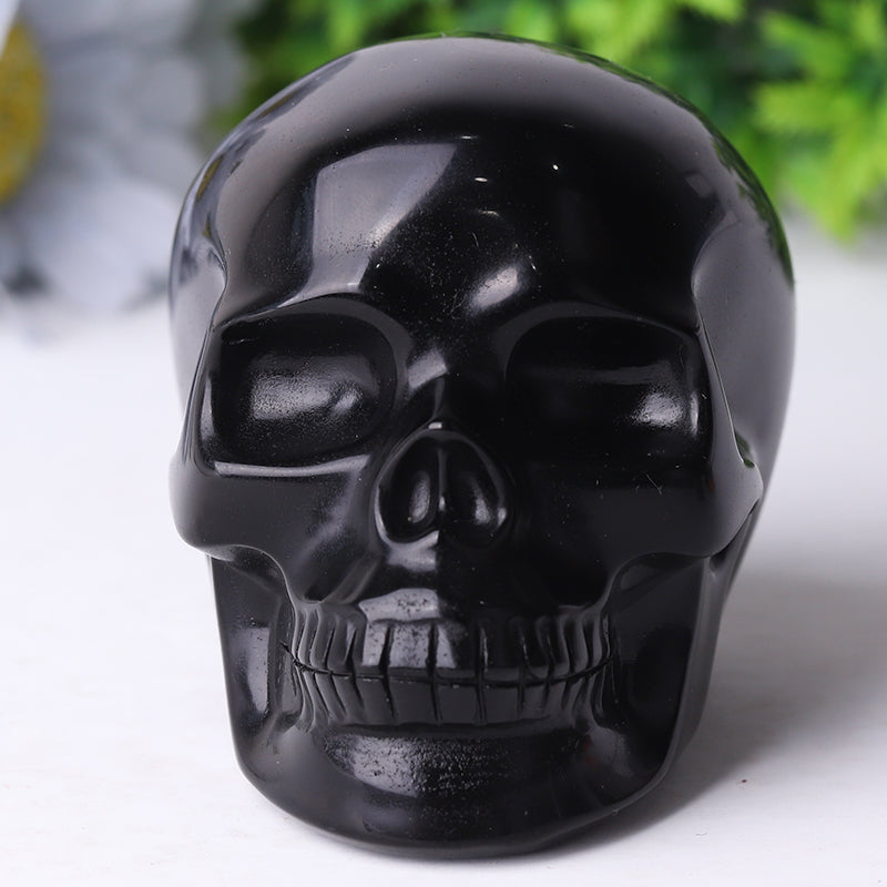 3 to 3.5 Inch Black Obsidian Crystal Skull Carvings for Protection