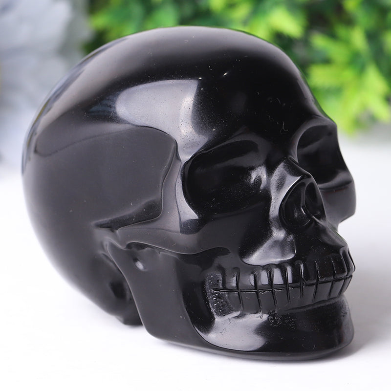 3 to 3.5 Inch Black Obsidian Crystal Skull Carvings for Protection