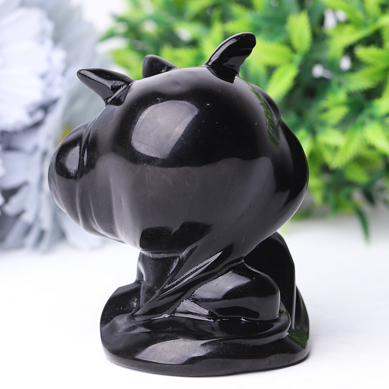 3,3" Schwarze Obsidian-Teufelskristall-Figur