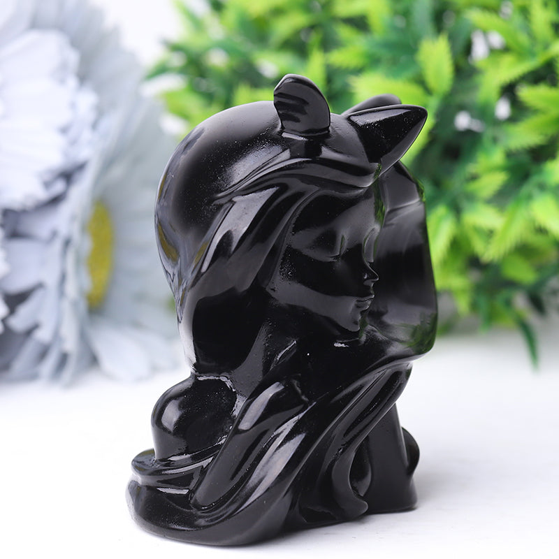 3,3" Schwarze Obsidian-Teufelskristall-Figur