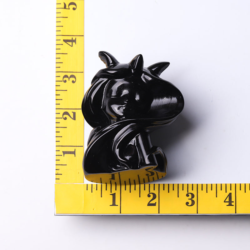 3,3" Schwarze Obsidian-Teufelskristall-Figur