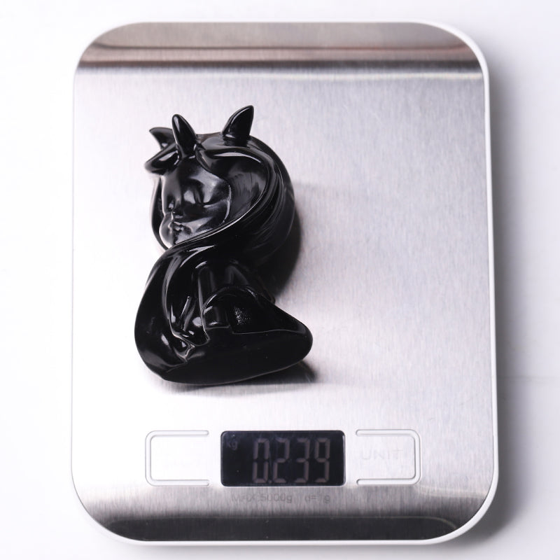 3,3" Schwarze Obsidian-Teufelskristall-Figur