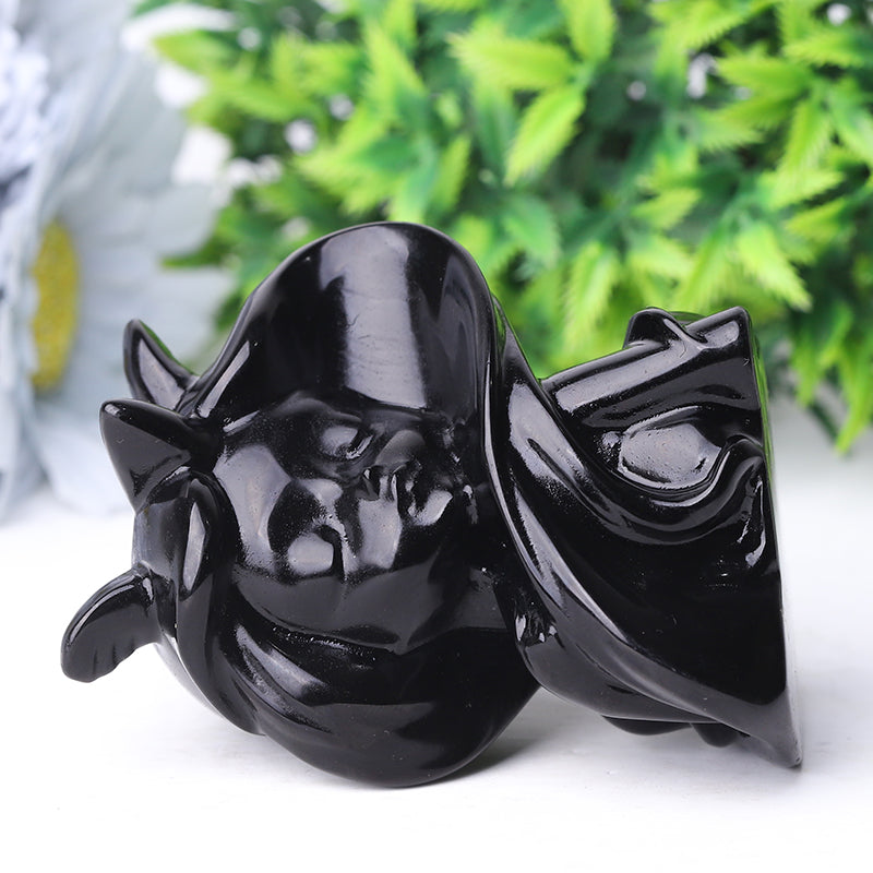 3,3" Schwarze Obsidian-Teufelskristall-Figur