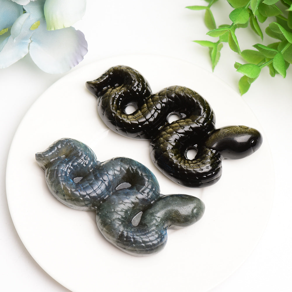 3.3 inch Labradorite Snake Crystal Carving