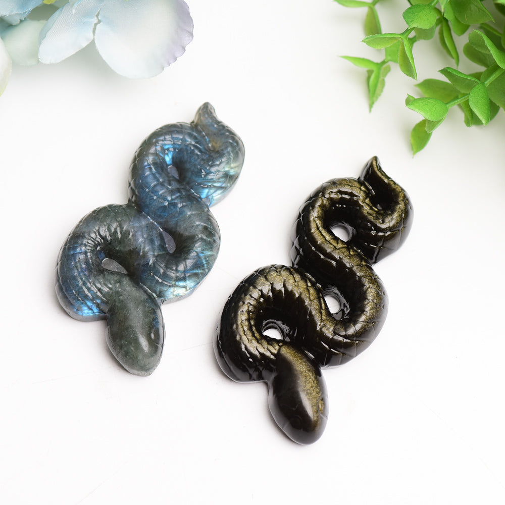 3.3 inch Labradorite Snake Crystal Carving