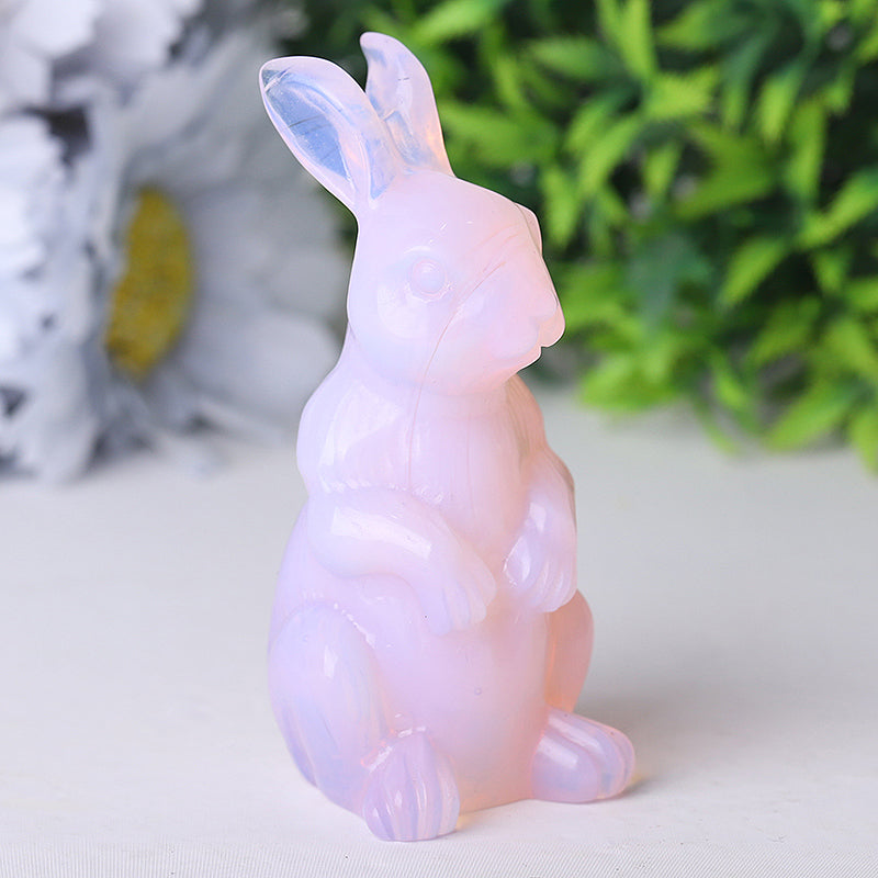 3,3 Zoll rosa Opalit Kaninchen Heilkristall Figur