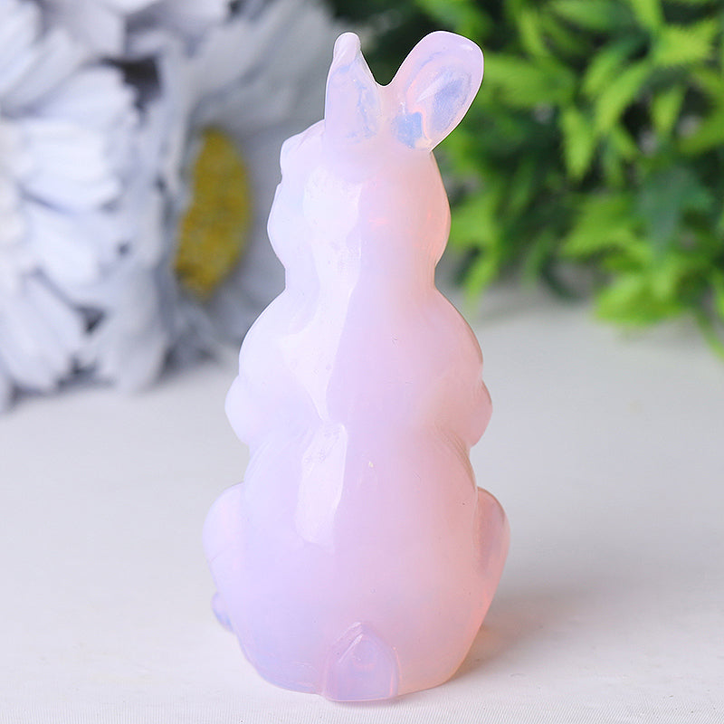 3,3 Zoll rosa Opalit Kaninchen Heilkristall Figur