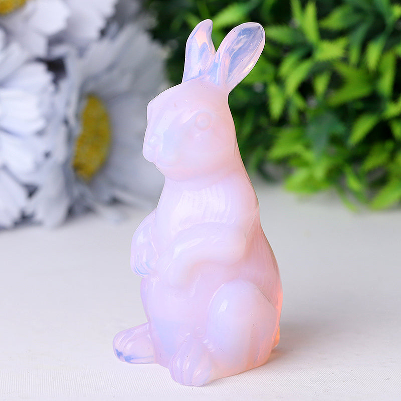3,3 Zoll rosa Opalit Kaninchen Heilkristall Figur