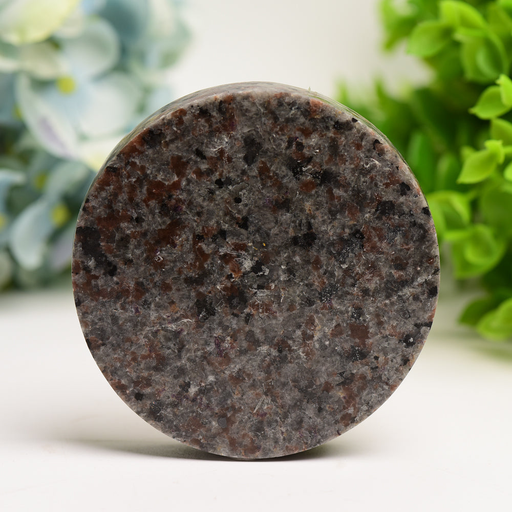 3.3 Inch Yooperlite Round Slab with Witch Print