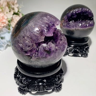 3,4 Zoll Amethyst-Kristallgeode mit Ständer zur Heilung
