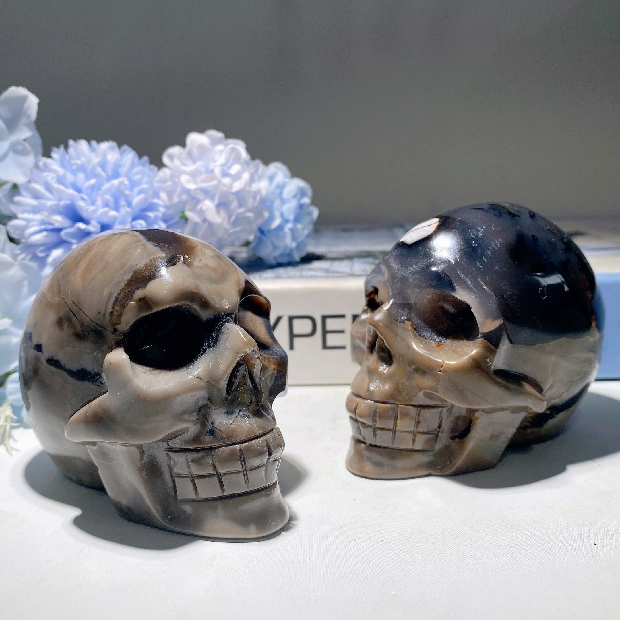 3.4 Inch Volcanno Agate Crystal Skull Carving for Healing