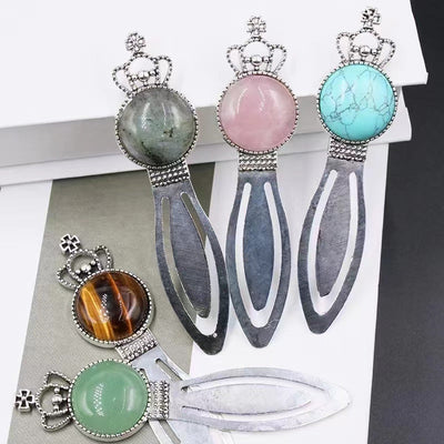 3.5-inch Crystal Bookmark with Natural Gemstone Accent