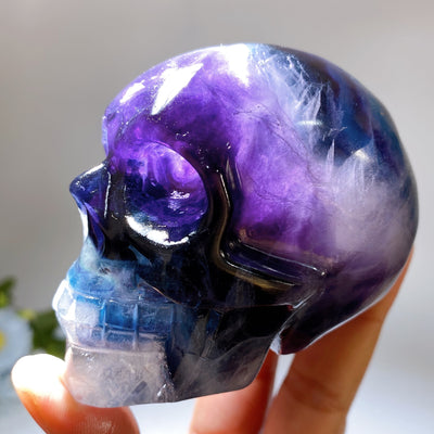 3,5 Zoll Fluorit-Totenkopfkristall für Heilung und Meditation