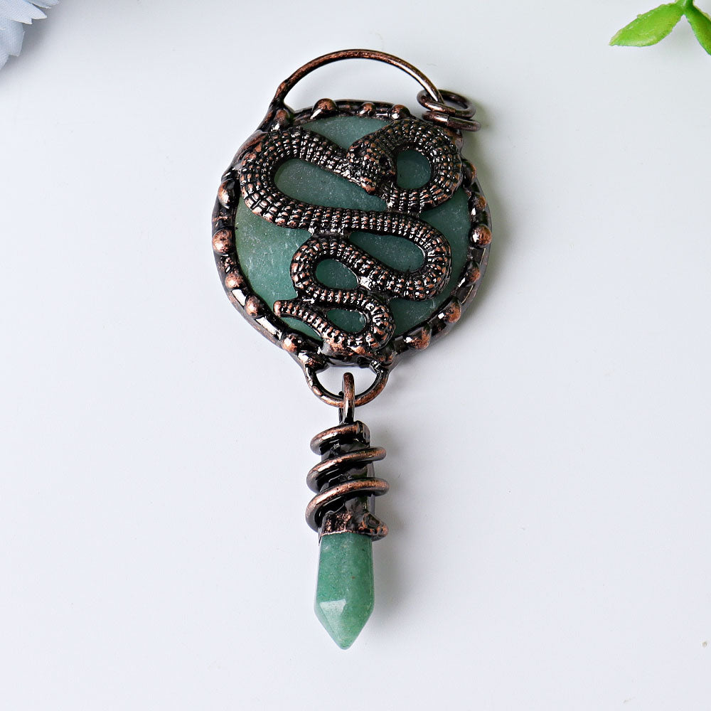 3.5-inch Green Aventurine Snake Pendant for Protection