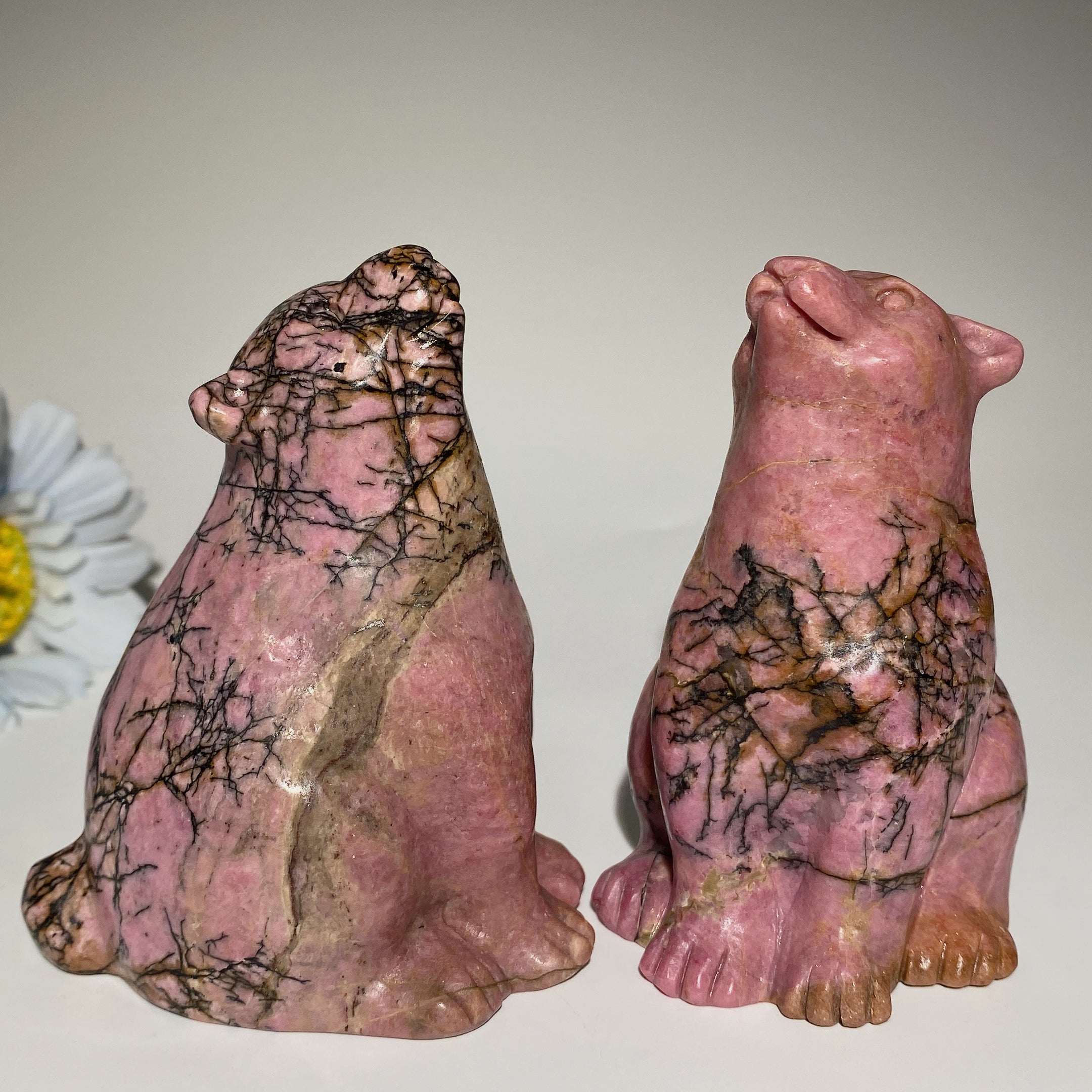3.5 Inch Rhodonite Crystal Bear Carving for Healing