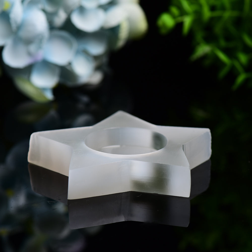 3,5-Zoll-Selenit-Stern-Kerzenhalter für Kristalldekor