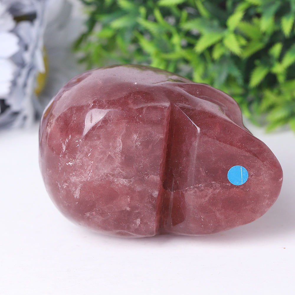 3.5 inch Strawberry Quartz Crystal Skull Carving for Healing
