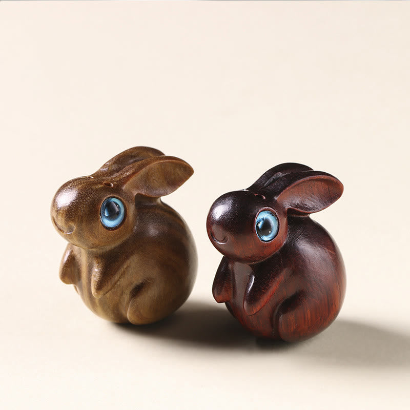 3,6 cm kleines Blatt, rotes und grünes Sandelholz, Glückskaninchen, Zen-Dekor