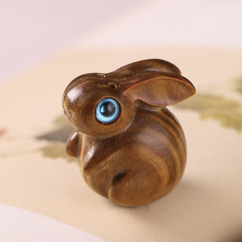 3,6 cm kleines Blatt, rotes und grünes Sandelholz, Glückskaninchen, Zen-Dekor