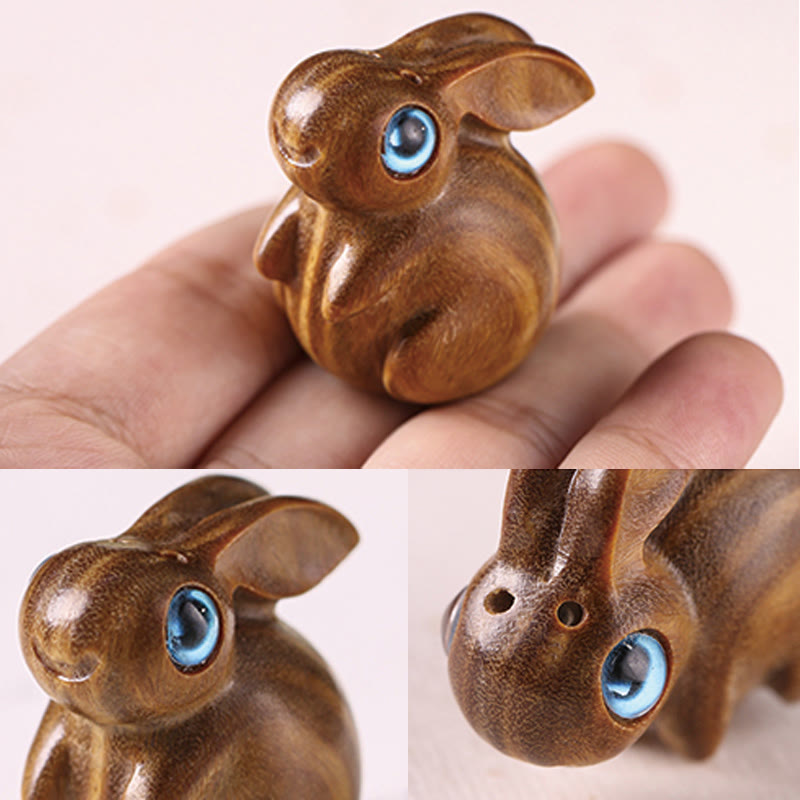 3,6 cm kleines Blatt, rotes und grünes Sandelholz, Glückskaninchen, Zen-Dekor