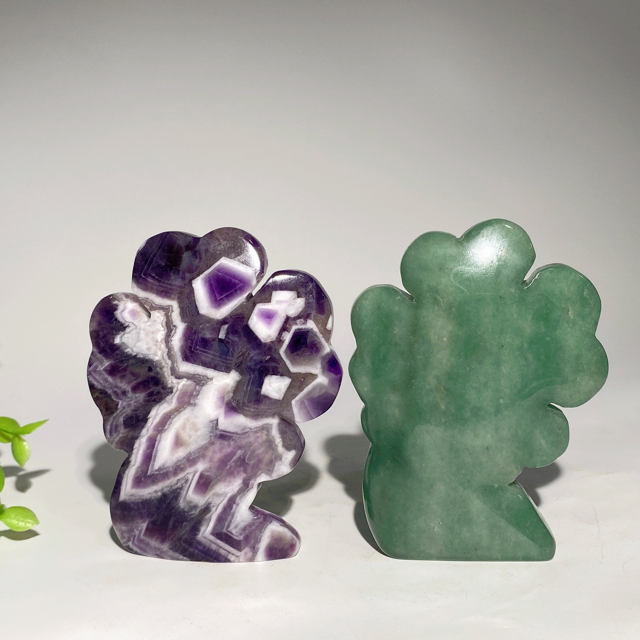 3.7 Inch Green Aventurine & Dream Amethyst Crystal Figurines