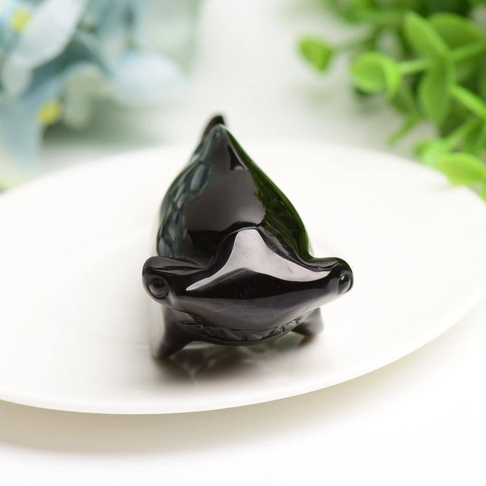 3.8 Inch Black Obsidian Jaw Crystal Figurine for Healing