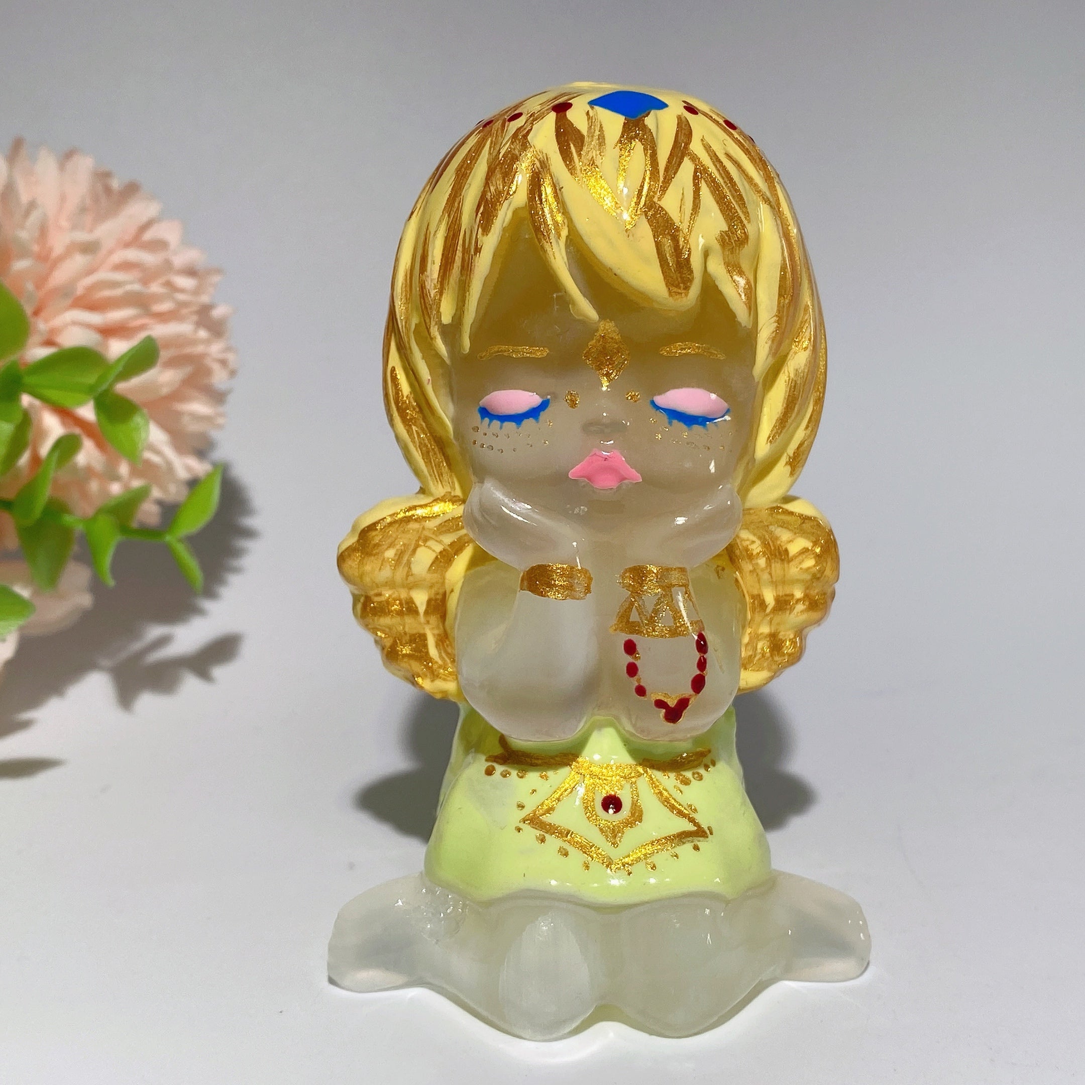 3.8 inch Selenite Crystal Angel Carving for Healing Meditation