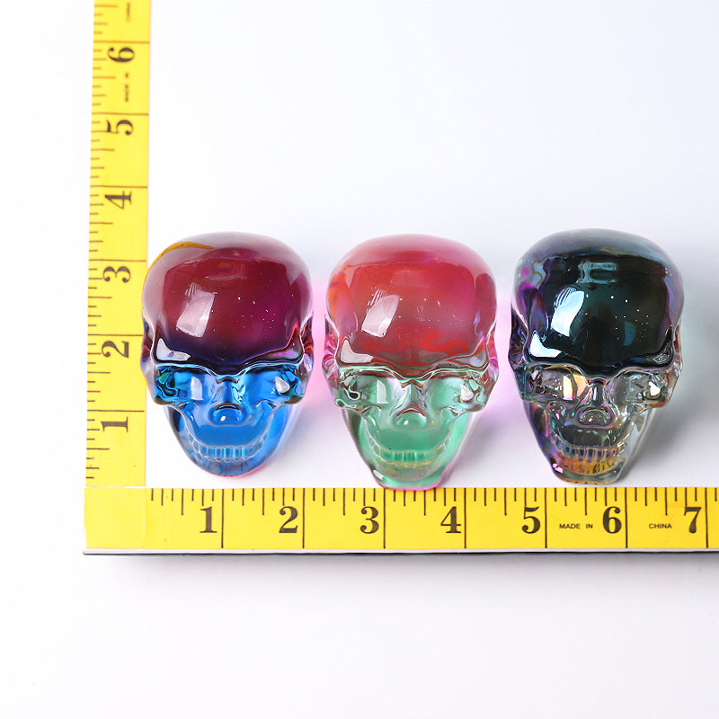 3 inch Aura Glass Skull Angel Crystal Carving