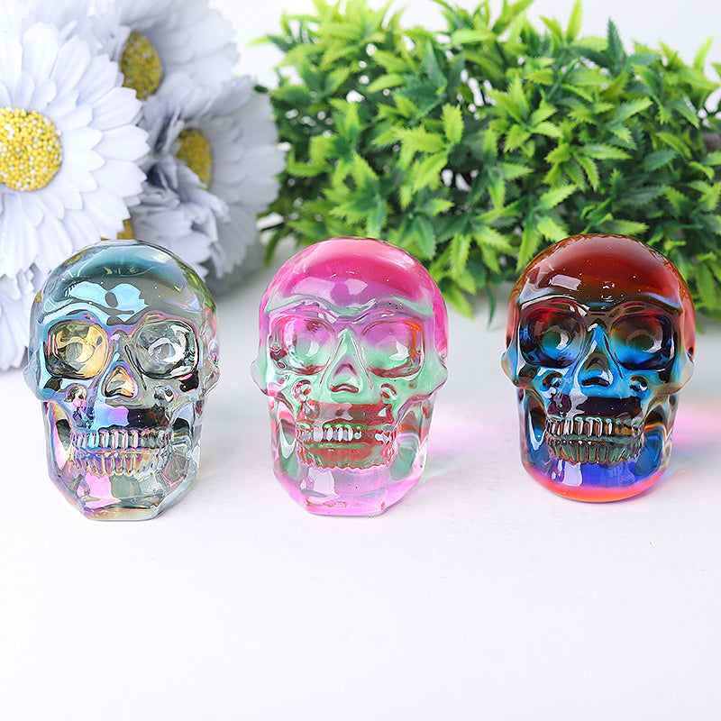 3 inch Aura Glass Skull Angel Crystal Carving