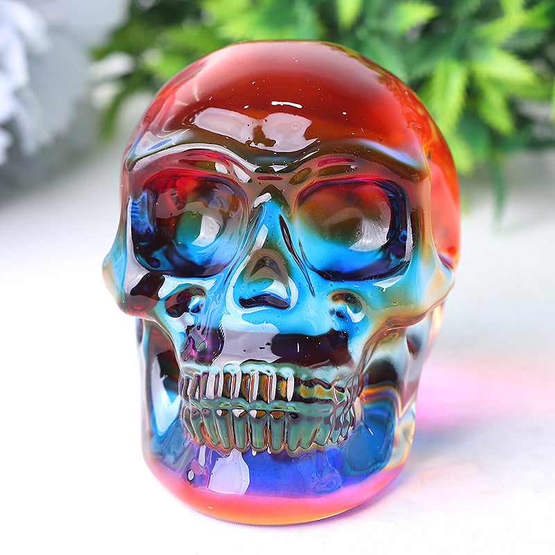 3 inch Aura Glass Skull Angel Crystal Carving