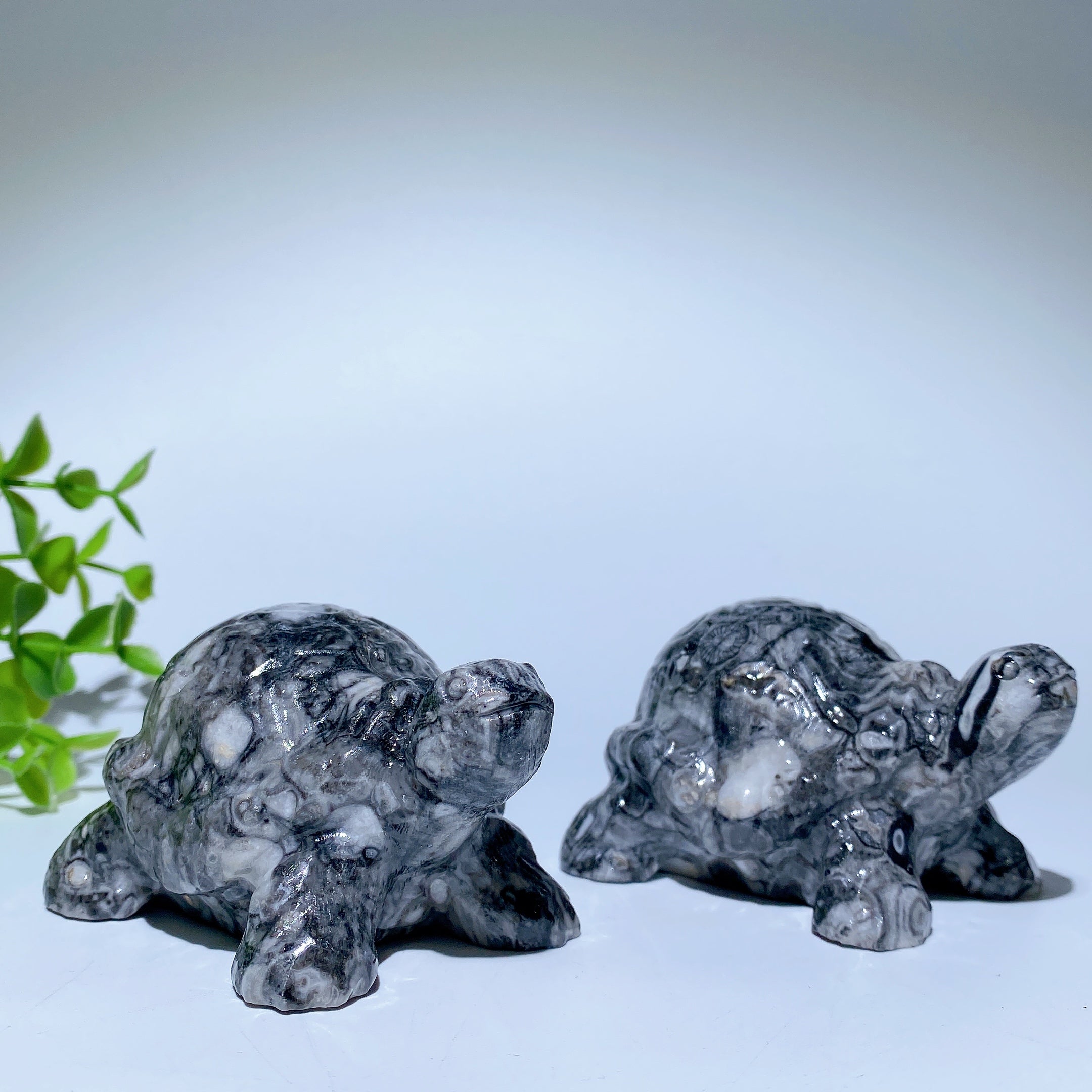 3-inch Fossil Stone Crystal Turtle Figurine for Healing