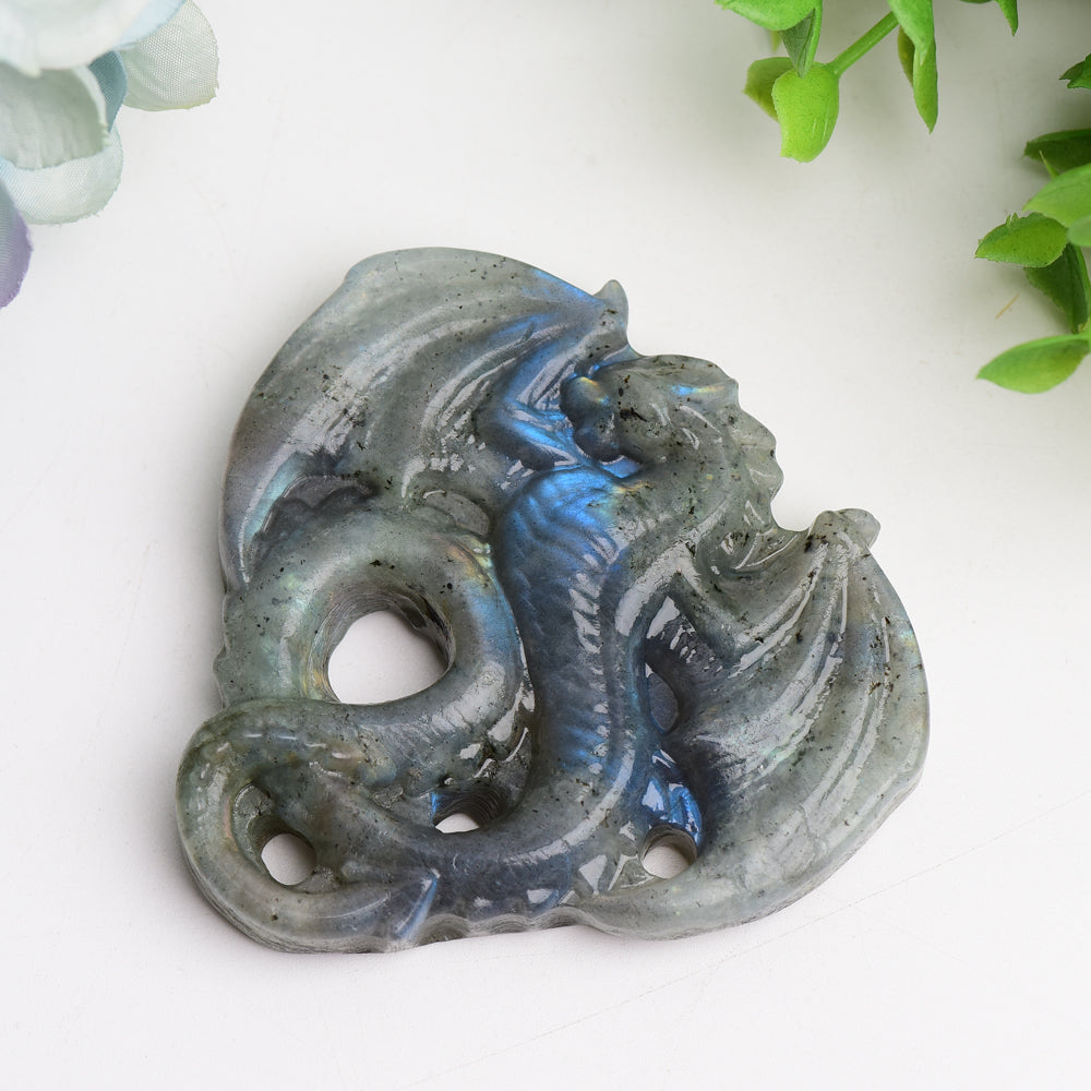 3 inch Labradorite Crystal Dragon Carving Figurine for Healing