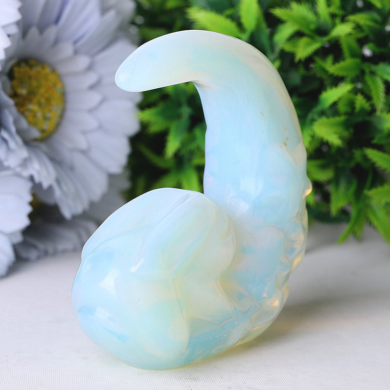 3-Inch Opalite Moon Rabbit Crystal Carving Figurine