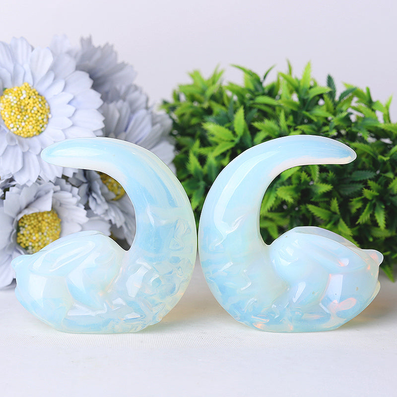 3-Inch Opalite Moon Rabbit Crystal Carving Figurine