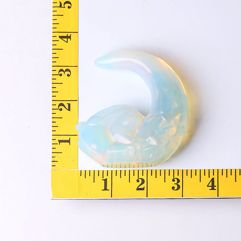 3-Inch Opalite Moon Rabbit Crystal Carving Figurine