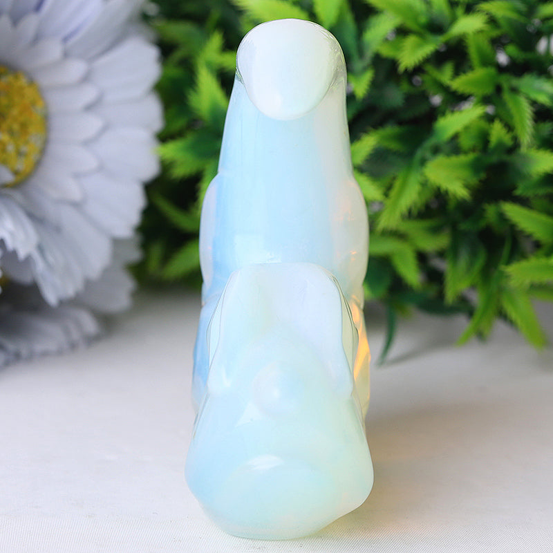 3-Inch Opalite Moon Rabbit Crystal Carving Figurine