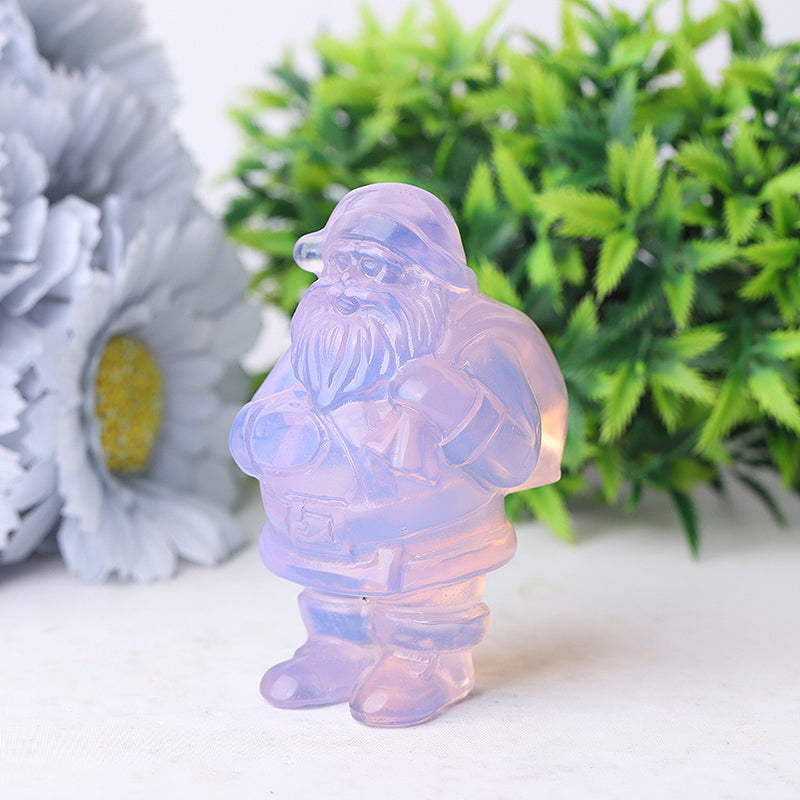 3 Zoll große Weihnachtsmann-Kristallfigur aus rosa Opalit
