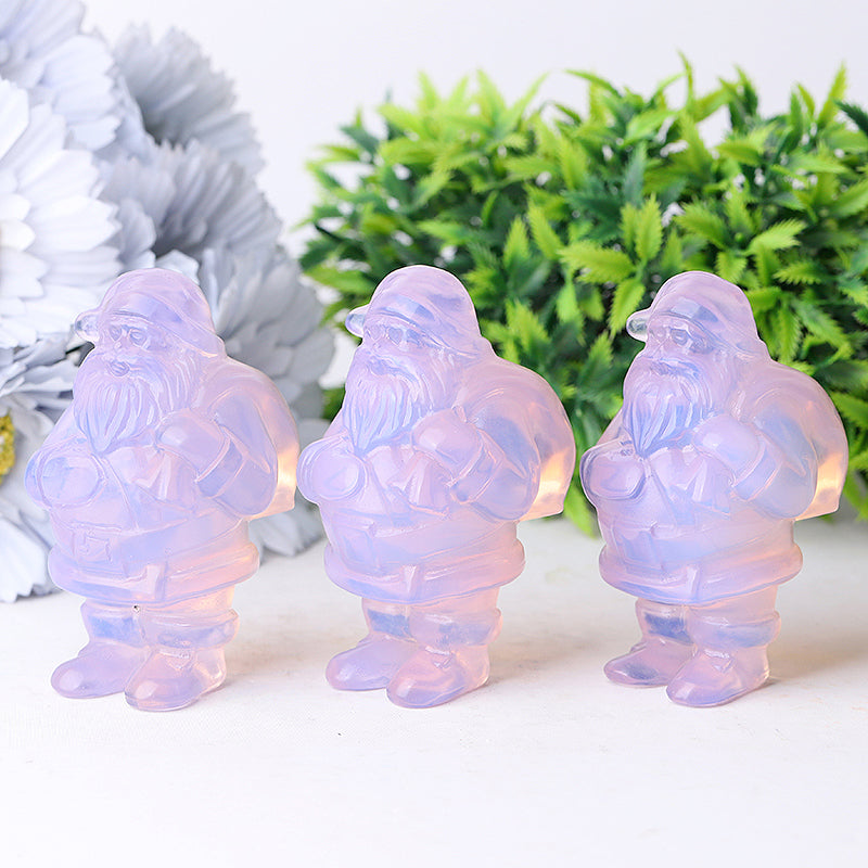 3 Zoll große Weihnachtsmann-Kristallfigur aus rosa Opalit