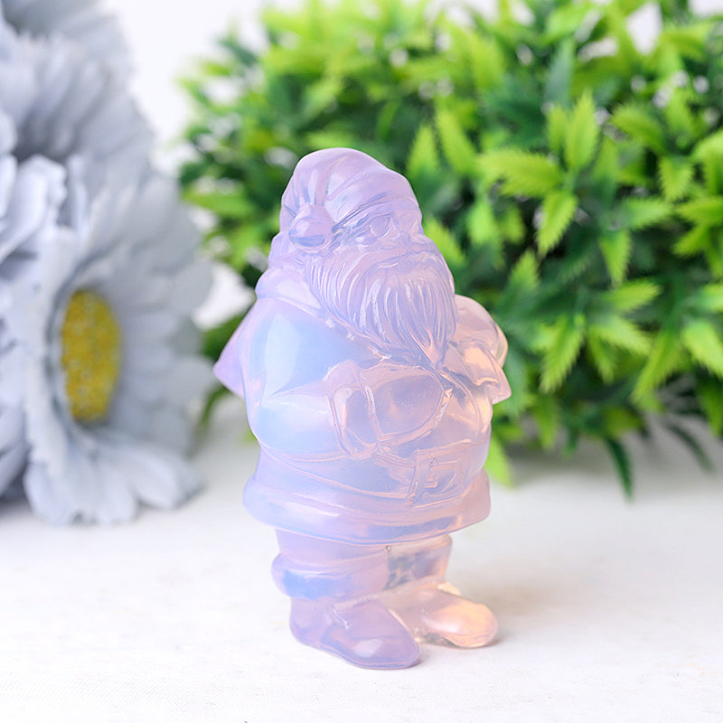 3 Zoll große Weihnachtsmann-Kristallfigur aus rosa Opalit