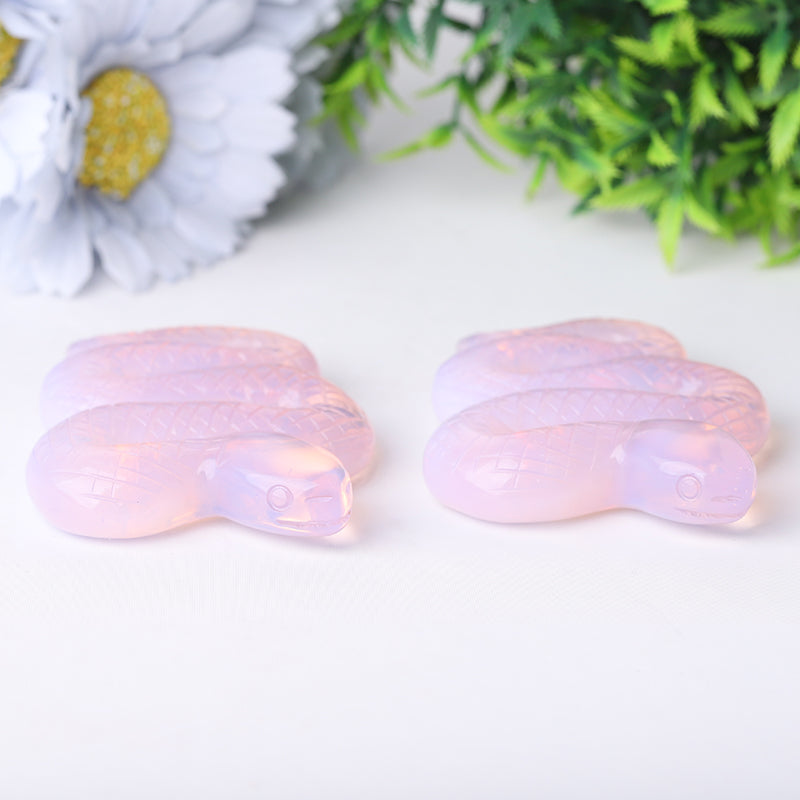 3 Zoll rosa Opalit Schlangenkristall Figur zur Heilung