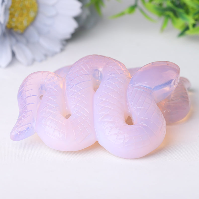 3 Zoll rosa Opalit Schlangenkristall Figur zur Heilung