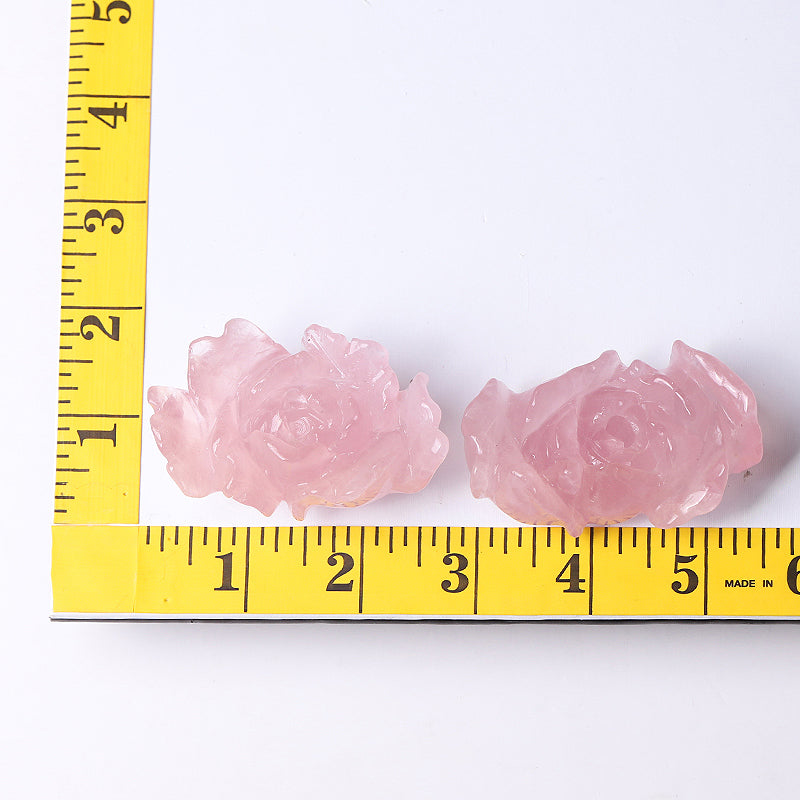 3-Inch Rose Quartz Peony Crystal Figurine Carving